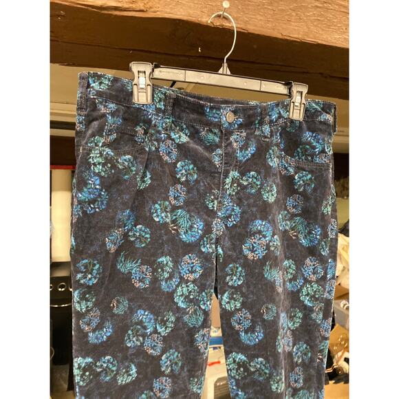 Anthropologie Pilcro Script High-rise Blue Floral Velvet Jeans 31 - Picture 4 of 7